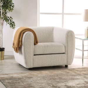 Verdal Modern Bouclé Accent Chair – Off-White Tuxedo Style