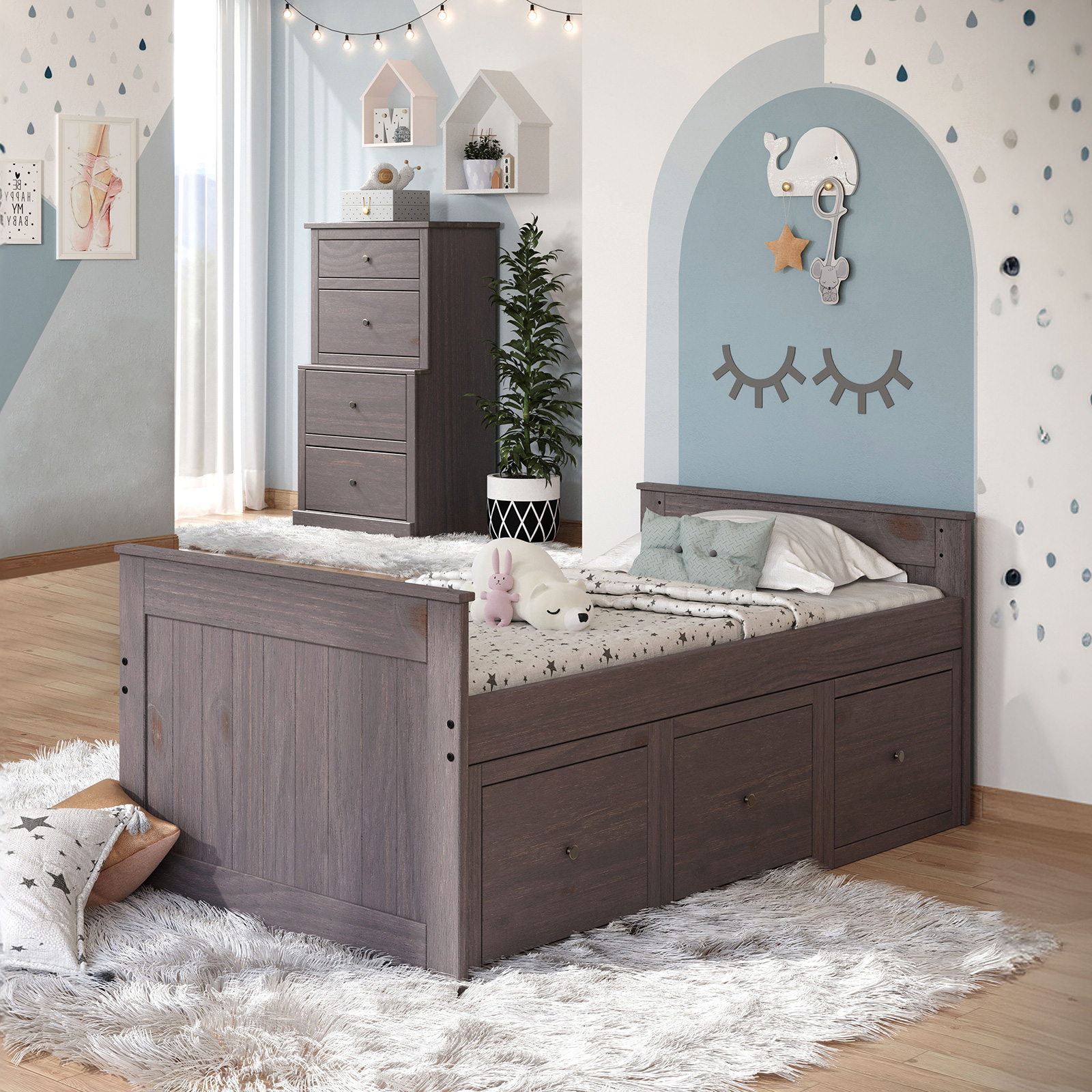 Twin Captain Bed, 1 of 5, Gray