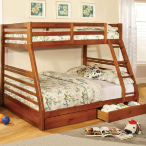 Twin/Full Bunk Bed w/ 2 Drawers, Oak