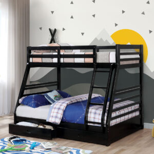 Twin/Full Bunk Bed w/ 2 Drawers, Black