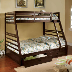 **Oversize** Twin/Full Bunk Bed w/ 2 Drawers, Rail, Ladder, Slats