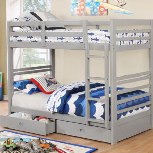 Twin/Twin Bunk Bed -2 Pc. Drawers, Gray