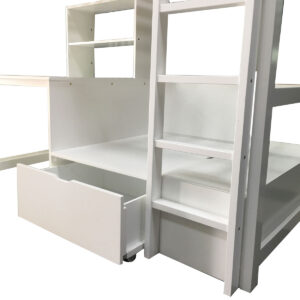 Twin Workstation Loft Bed - Bookcase, Bottom Back Panel, Storage Box