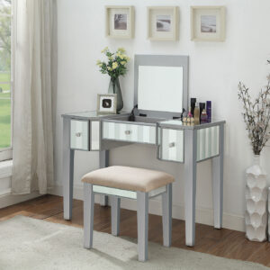 Vanity w/ Stool, Silver