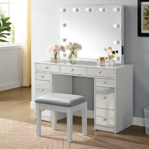 Vanity set - Vanity table top with 5mm beveled clear tempered glass