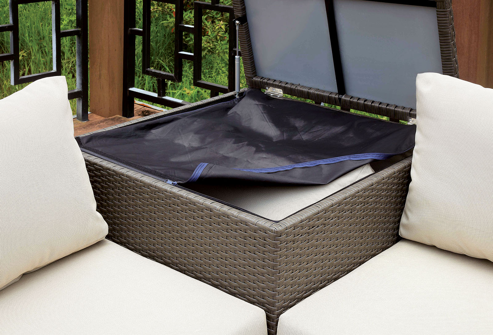 Storage Box, Ottoman, 4 Pc. Seat Cushions