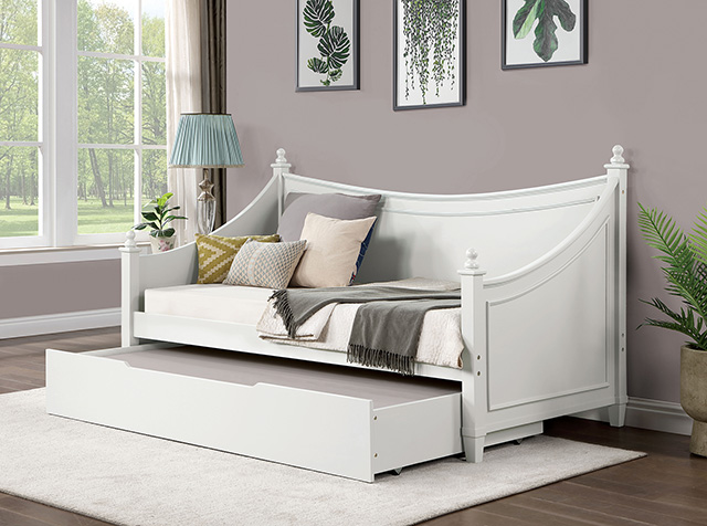 Twin Size Daybed - Hb,Fb,13Pcs Slats,4Pcs Finials, White, Lycoris