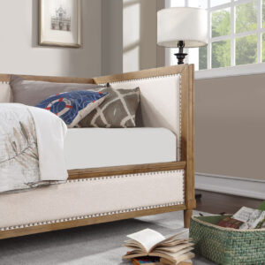 Upholstered Twin Size Daybed - Rails, Back,13Pcs Slats
