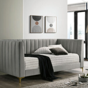 Upholstered Twin Daybed - Arms, 13Pcs Slats