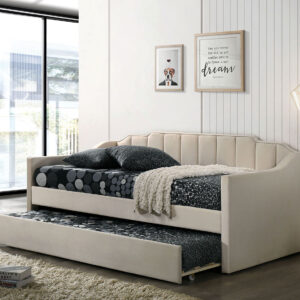 Upholstered Twin Daybed - Arms, 13Pcs Slats