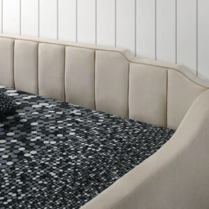 Upholstered Twin Daybed - Daybed Back, Rails, Trundle Bed w/ 7Pcs Slats