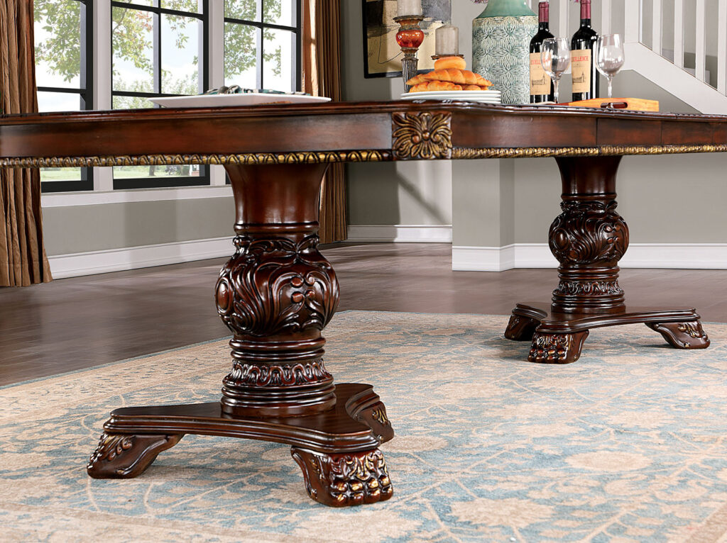 Dining table with 2*20"leaf - Pedestal & Base