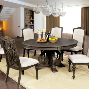 Round Dining Table, Rustic Natural