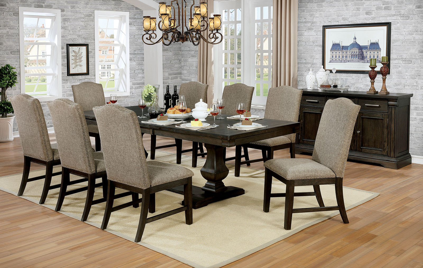 Dining Table w/ 1X18" Leaf, Pedestal