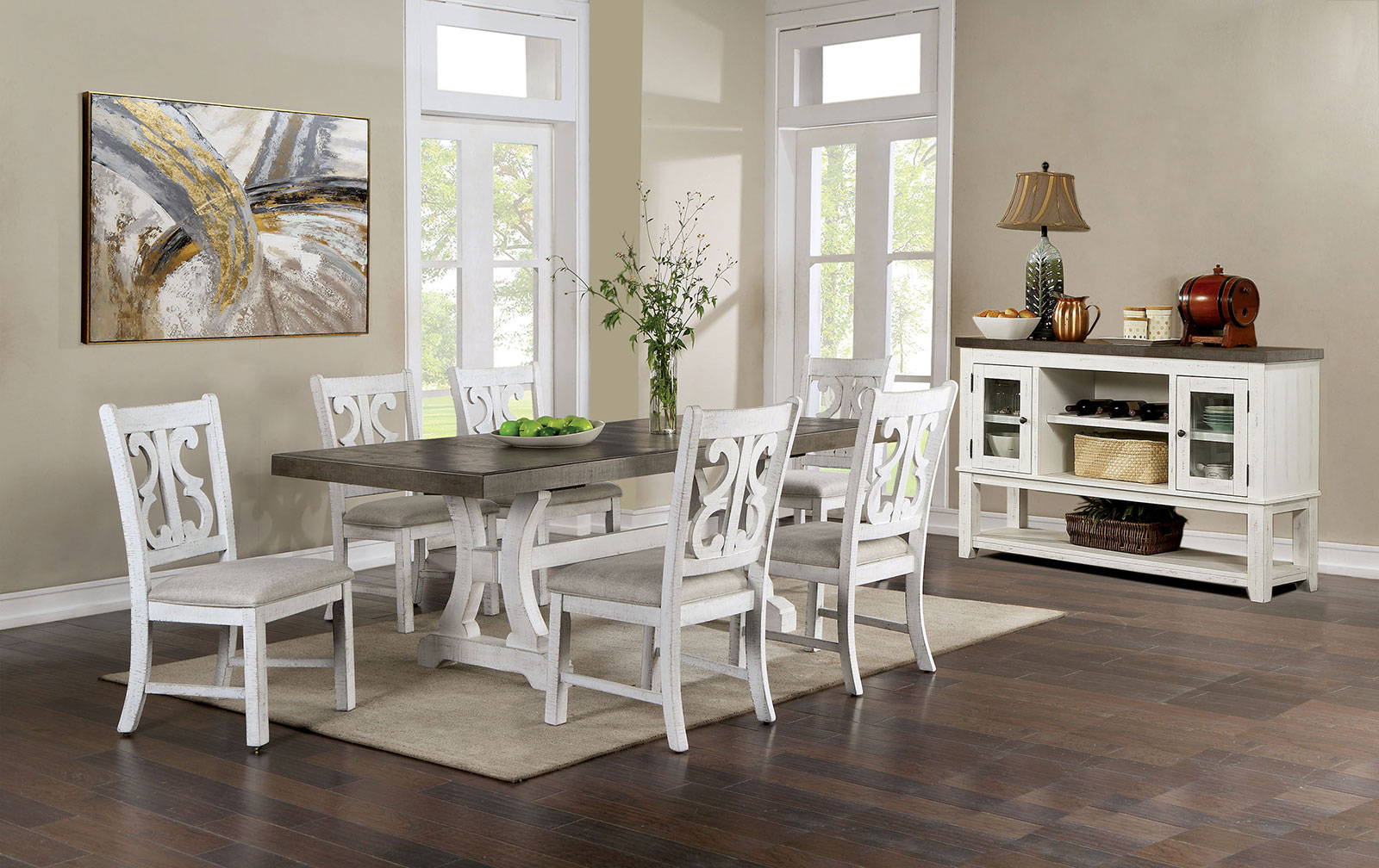 Dining table w/ 1*18" leaf - top, connecting rod