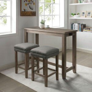 3 Pc. Counter Ht. Table Set, Wire-brushed Gray