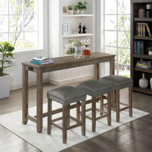 4 Pc. Counter Ht. Table Set, Wire-brushed Gray