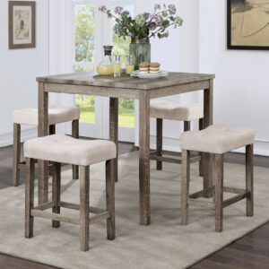 4 Pc. Counter Ht. Table Set, Light Gray/Beige