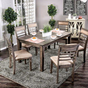 7 Pc. Dining Table Set, Weathered Gray