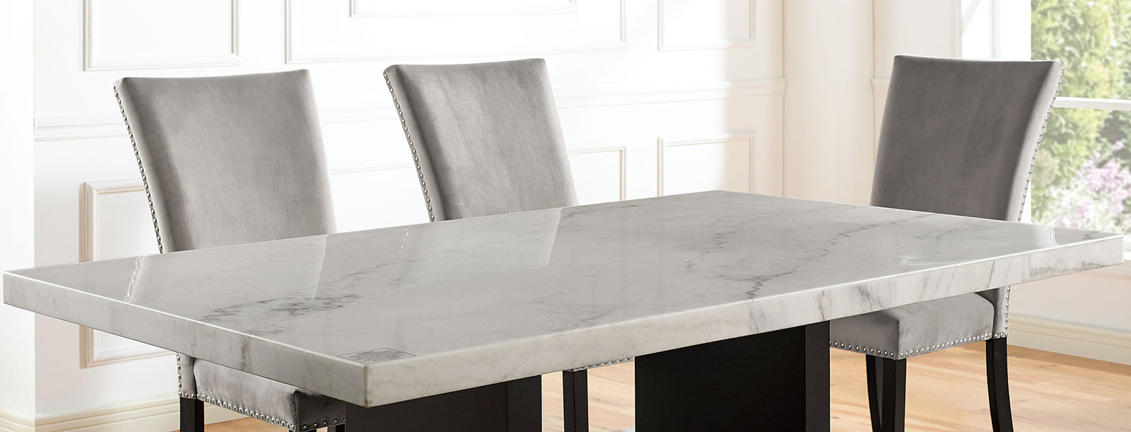 Dining Table With Genuine Marble Top - Top