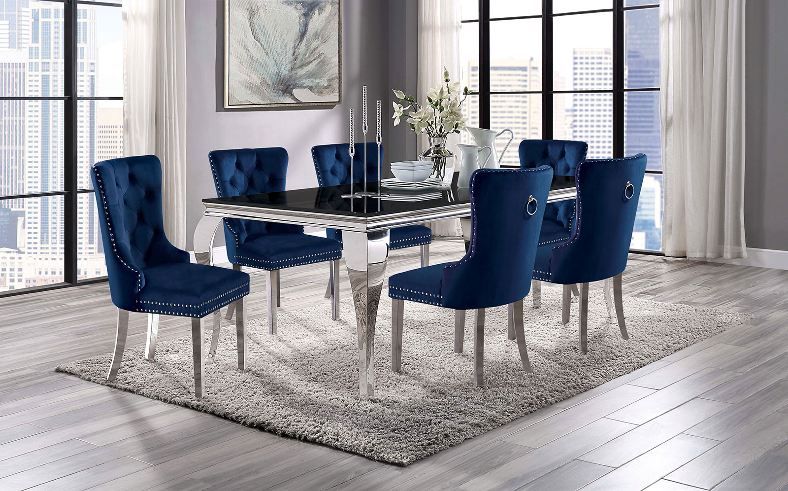 Dining table 12mm beveled tempered glass top