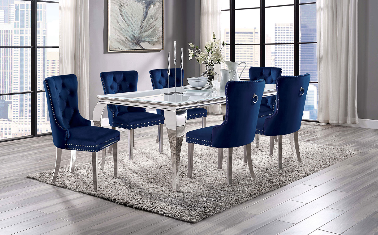 Dining table 12mm beveled tempered glass top