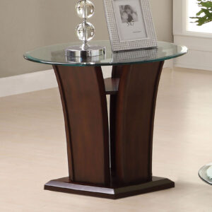 Round Glass Top End Table