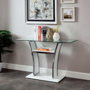Sofa Table, 8 mm Clear Tempered Glass Top & Bottom Board