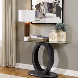 Sofa Table, 8 mm Beveled Clear Tempered Glass & Bottom Board