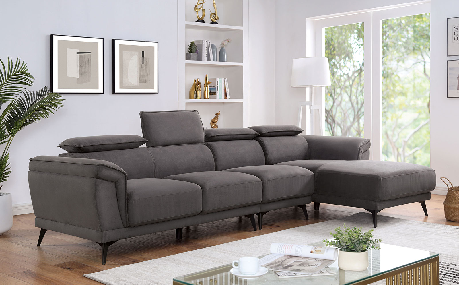 Sectional Left 2 seater sofa, Dark Gray