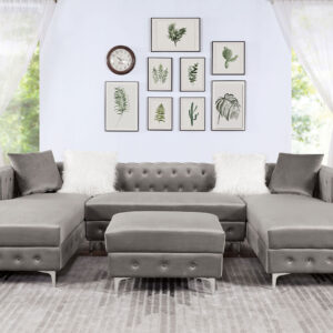 Sectional w/ Ottoman, Gray