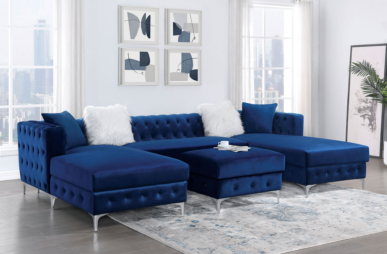 Sectional Left chaise w/ pillows, Navy