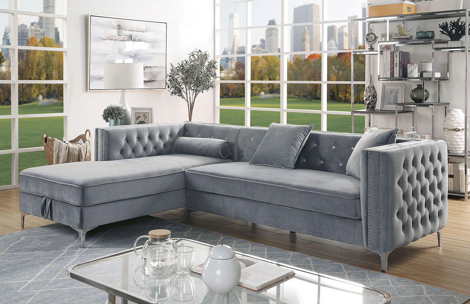 Left Storage Chaise w/ Pillow