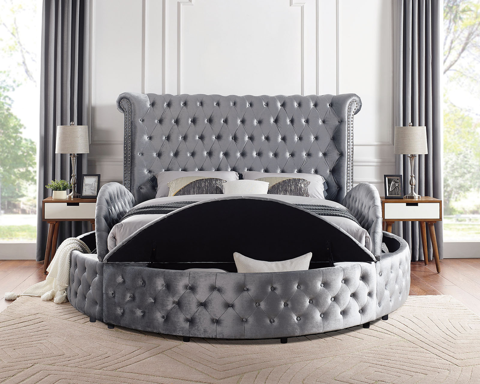 E.King Bed HB legs, storage FB base & Rails - side board, 8pcs supports leg