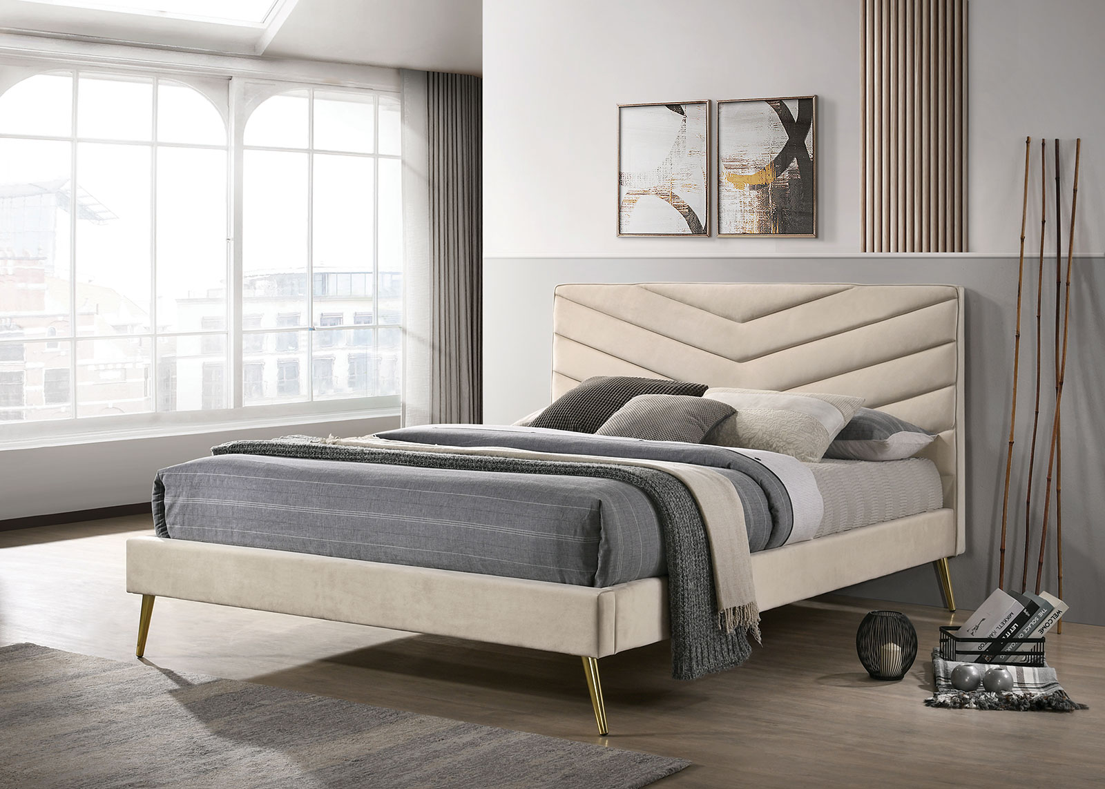Upholstered Full Bed FB, Rails