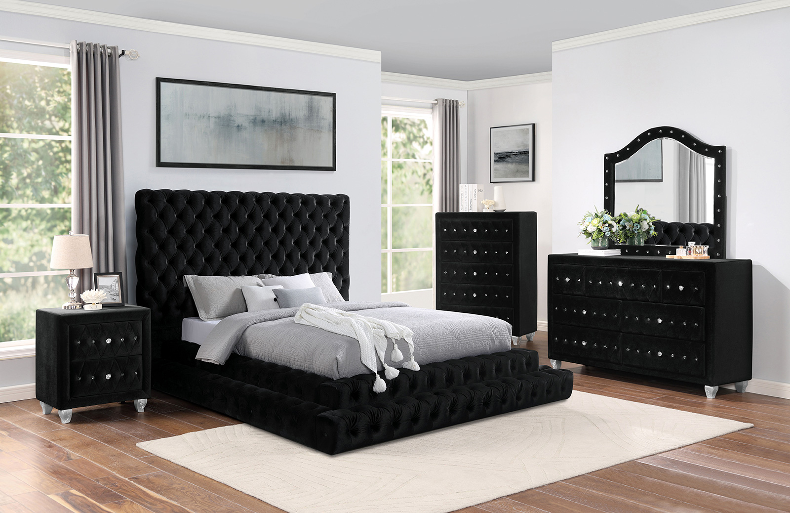 E.King Bed HB panel, 13pcs Slats