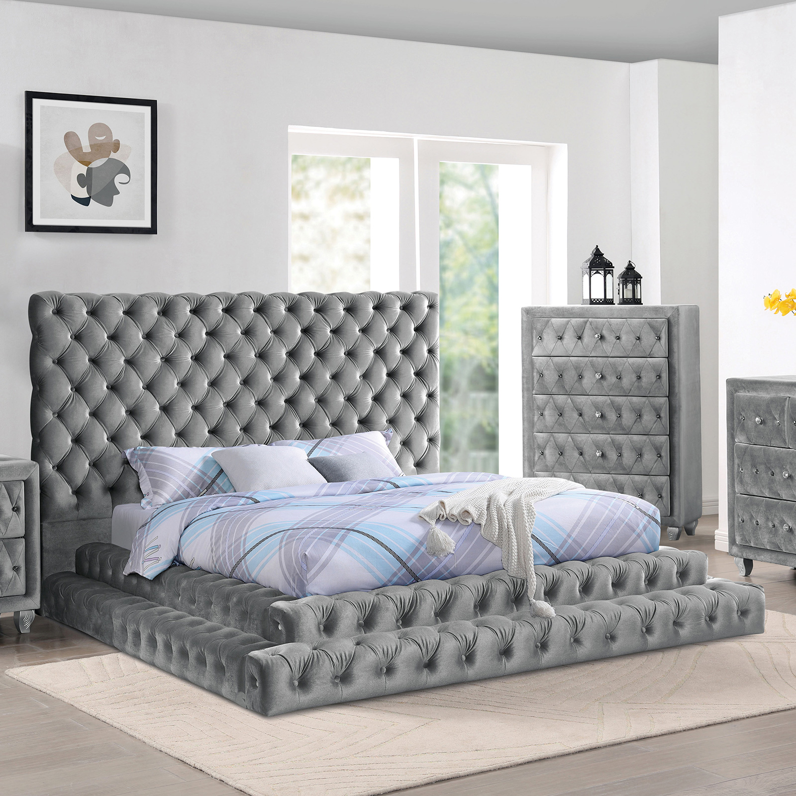 Queen Bed high FB, high Rails