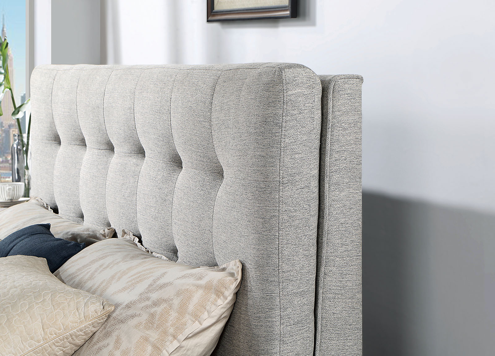Upholstered Full Bed FB, 13Pcs Slats