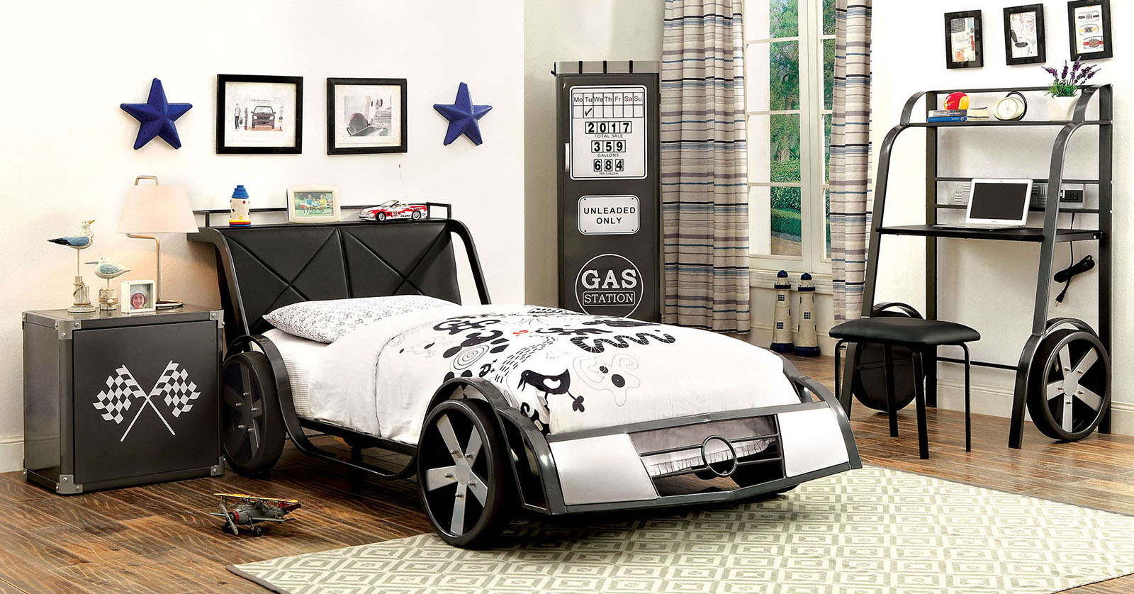 Twin Bed Rail, Book Shelf, Gt Racer