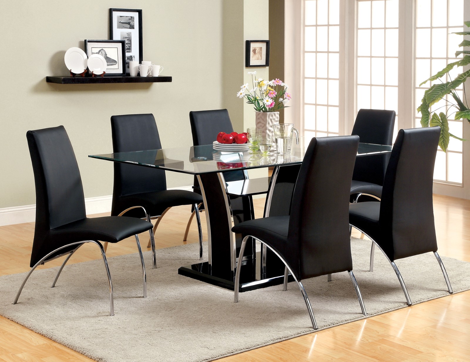 Glass Top Dining Table, Black
