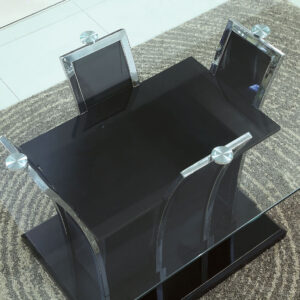 Glass Top Dining Table, Black