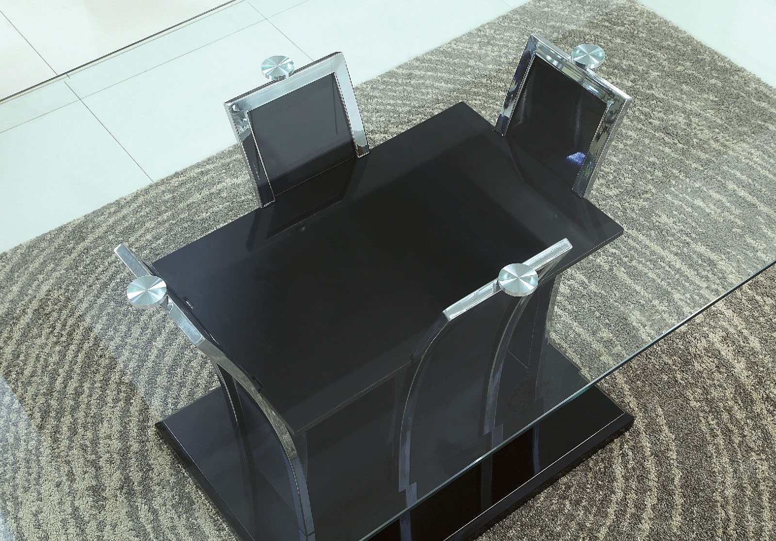 Glass Top Dining Table, Black