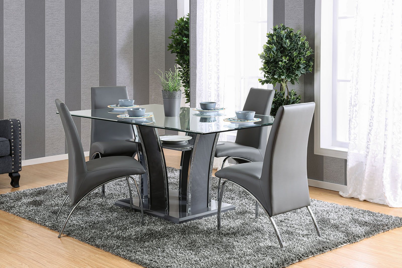 Glass Top Dining Table, White