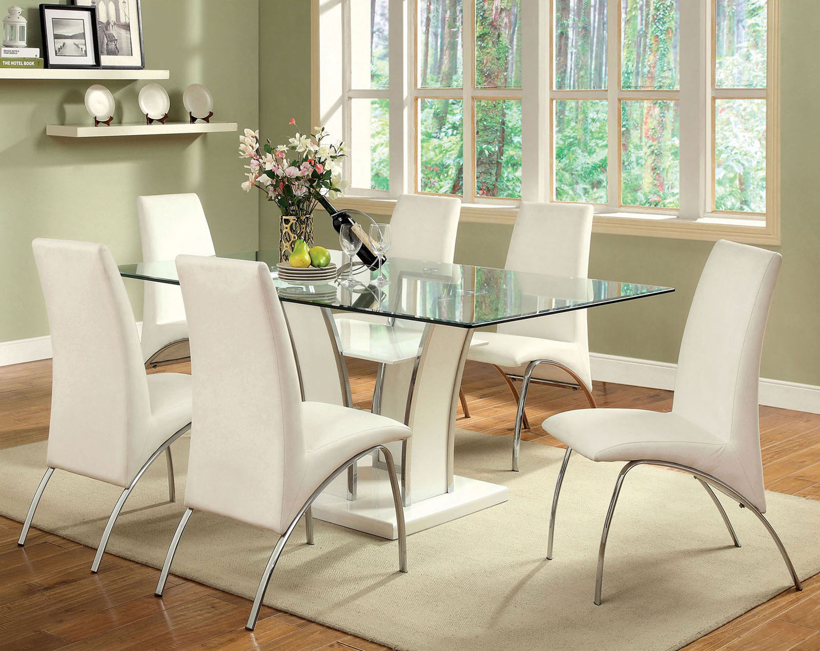 Glass Top Dining Table, White