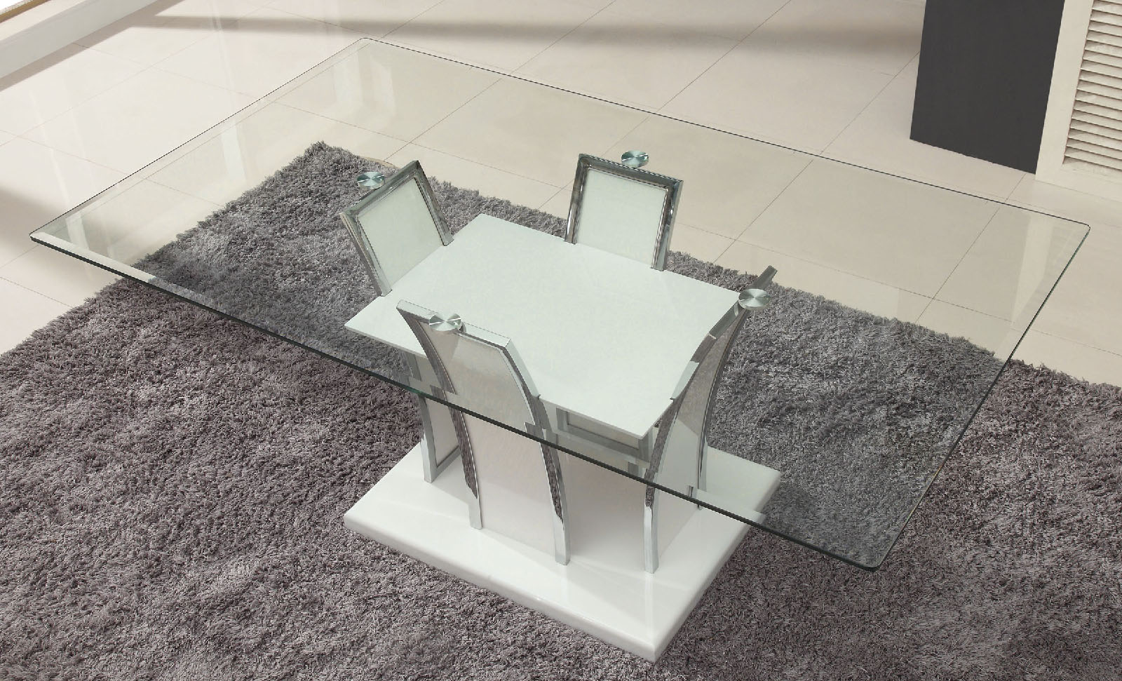 Glass Top Dining Table, White