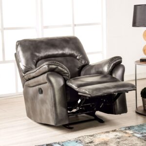 Glider Recliner, Dark Gray Leatherette