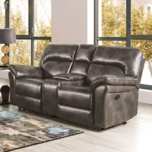 Loveseat, Dark Gray Leatherette