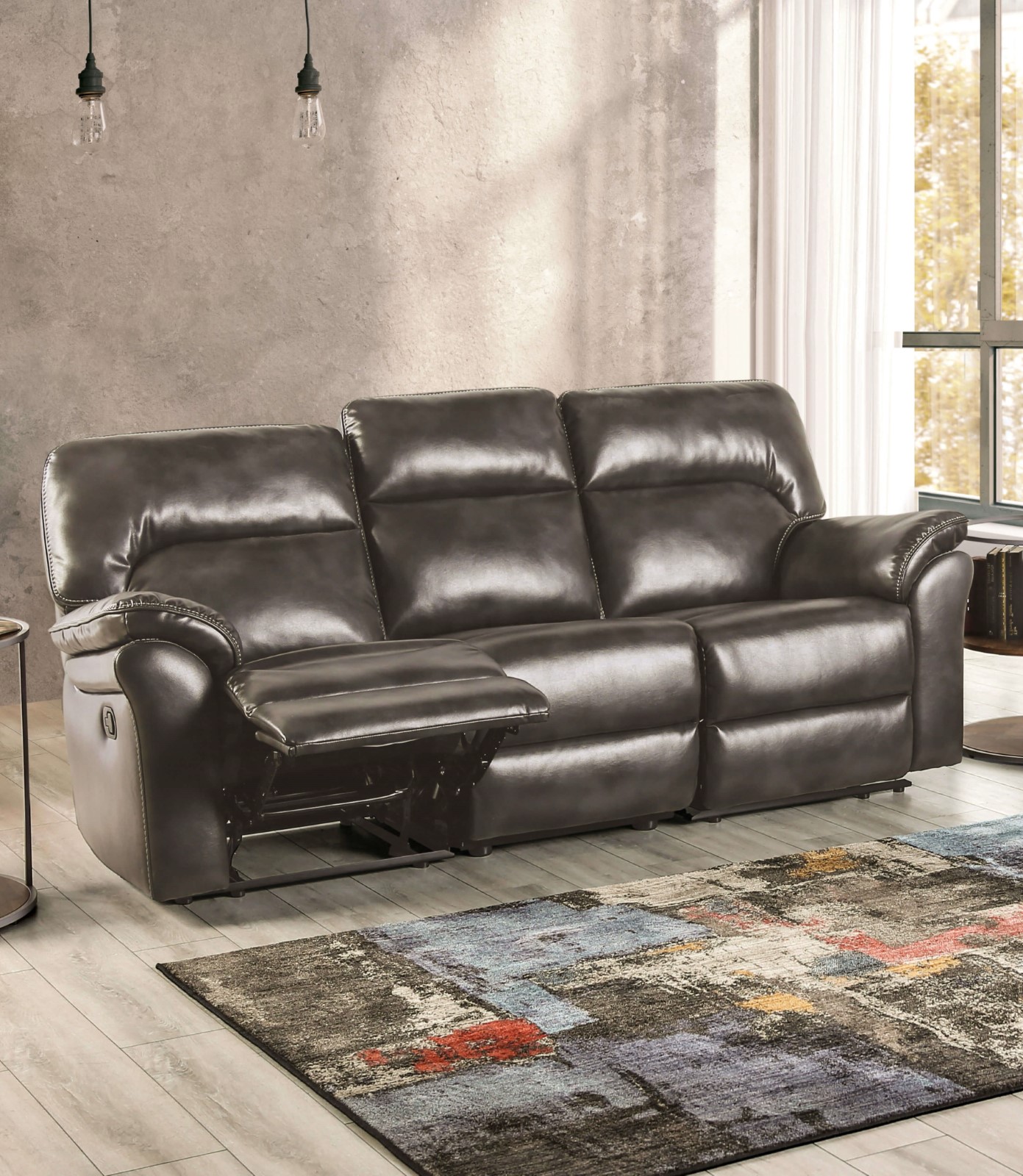 Sofa, Dark Gray Leatherette
