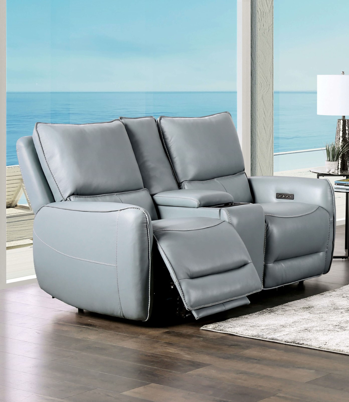 Power Loveseat, Pale Blue