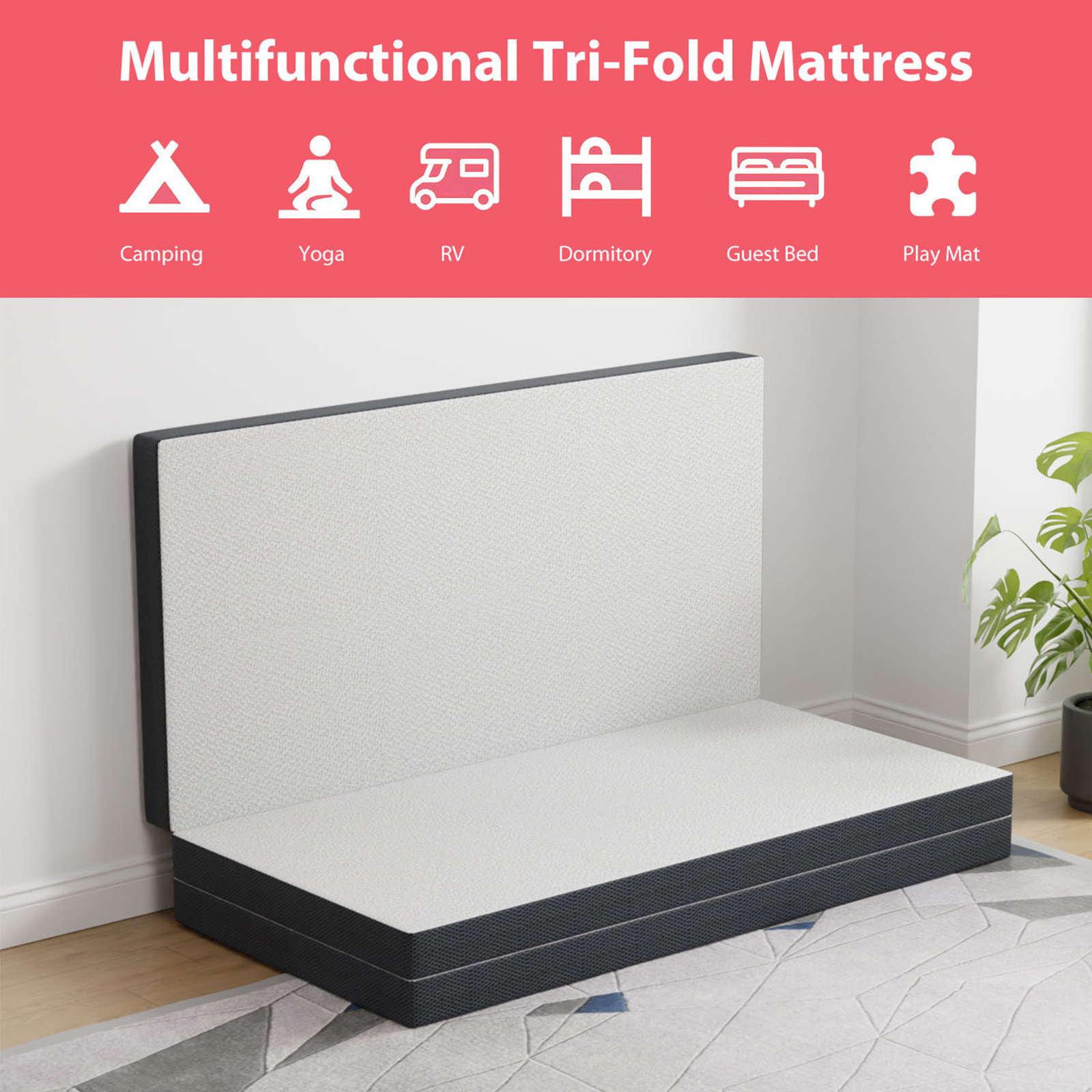 3" Queen Tri-Fold Memory Foam Topper